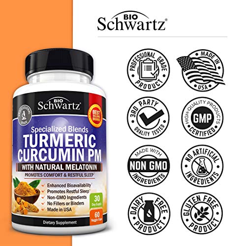 Turmeric Curcumin Sleep Aid with Melatonin - Natural Sleeping Pills with Vale...