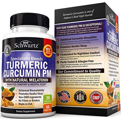 Turmeric Curcumin Sleep Aid with Melatonin - Natural Sleeping Pills with Vale...