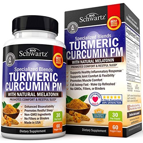 Turmeric Curcumin Sleep Aid with Melatonin - Natural Sleeping Pills with Vale...