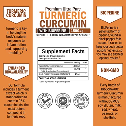Turmeric Curcumin with BioPerine 1500mg - Natural Joint & Healthy Inflammator...
