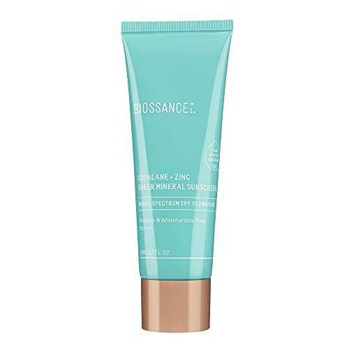 Biossance Squalane + Zinc Sheer Mineral Sunscreen. Nontoxic SPF 30 PA+++ Zinc...