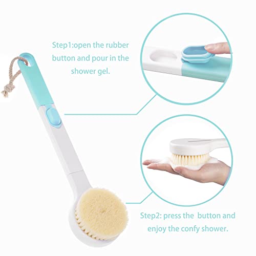 Bath Body Brush for Men and Women,Long Handle with TPR Grip,Body Wash can be ...