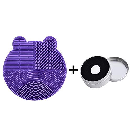Silicon Makeup Brush Cleaning Mat with Brush Drying Holder Brush Cleaner Mat ...