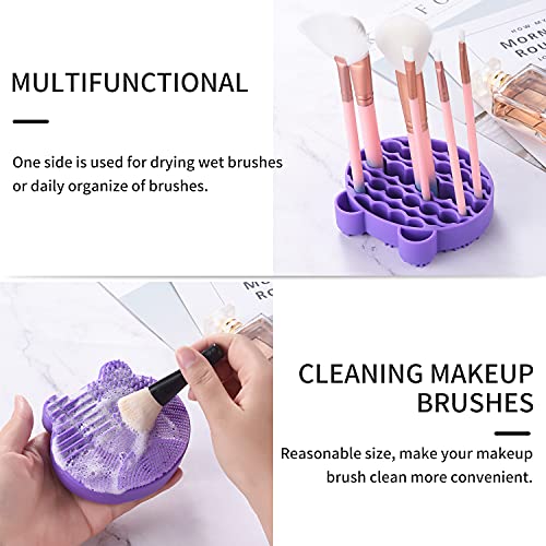 Silicon Makeup Brush Cleaning Mat with Brush Drying Holder Brush Cleaner Mat ...