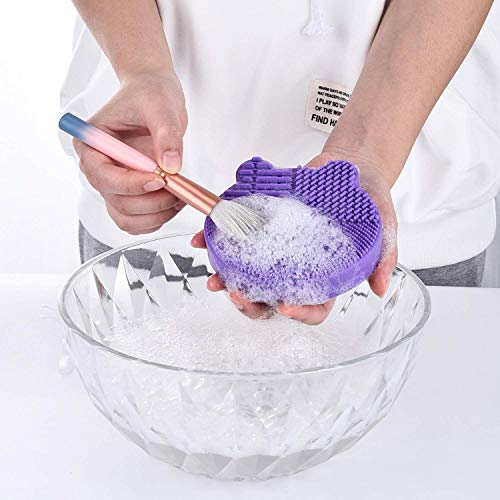 Silicon Makeup Brush Cleaning Mat with Brush Drying Holder Brush Cleaner Mat ...