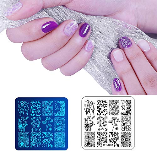 Biutee Nail Stamping Plates Set 12pcs Nail Plates 1stamper 1scraper 1storage ...