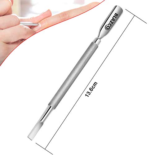 Blazco Cuticle Pusher Professional Grade Stainless Steel Dual Sided Nail Clea...