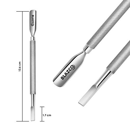 Blazco Cuticle Pusher Professional Grade Stainless Steel Dual Sided Nail Clea...