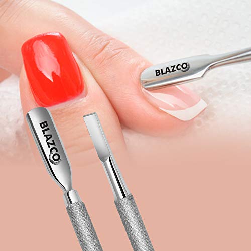 Blazco Cuticle Pusher Professional Grade Stainless Steel Dual Sided Nail Clea...