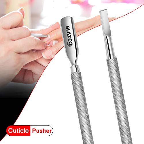 Blazco Cuticle Pusher Professional Grade Stainless Steel Dual Sided Nail Clea...