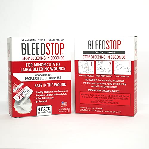 BleedStop™ First Aid Powder for Blood Clotting, Trauma Kit, Blood Thinner Pat...