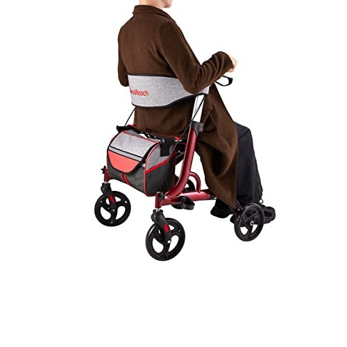 BlessReach Four Wheel Walker Rollator Walker with Seat 8" Wheels- Easy Foldin...