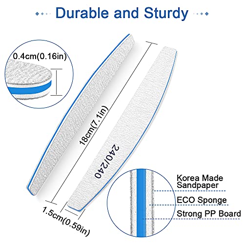 12 PCS Professional Nail File, 240/240 Grit Nail Files for Natural Nails Emer...