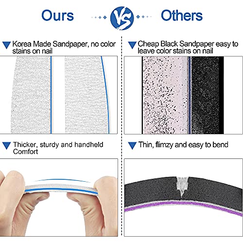 12 PCS Professional Nail File, 240/240 Grit Nail Files for Natural Nails Emer...