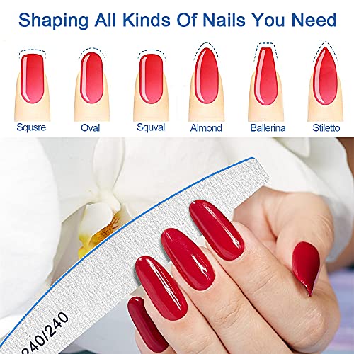12 PCS Professional Nail File, 240/240 Grit Nail Files for Natural Nails Emer...