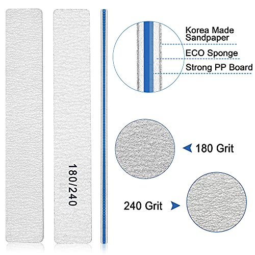 Nail File-Nail Files for Natural Nails 180/240 Grit, Emery Boards Nail Files ...