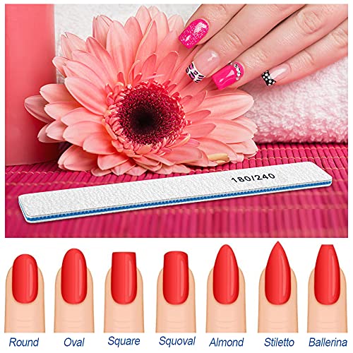 Nail File-Nail Files for Natural Nails 180/240 Grit, Emery Boards Nail Files ...