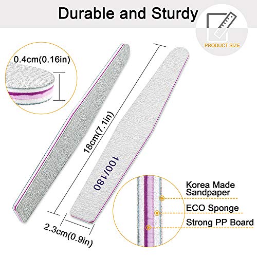 Professional Nail Files, Emery Board Nail File for Natural Nails 100/180/240 ...