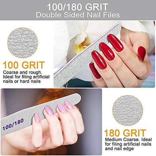 Professional Nail Files, Emery Board Nail File for Natural Nails 100/180/240 ...