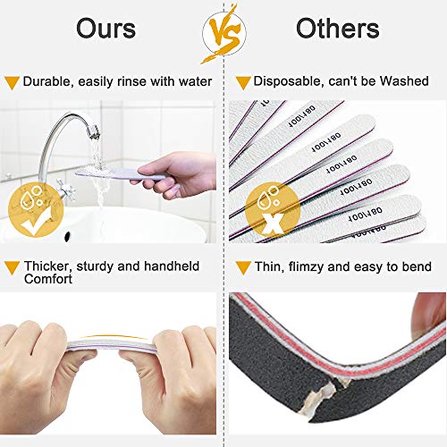 Professional Nail Files, Emery Board Nail File for Natural Nails 100/180/240 ...