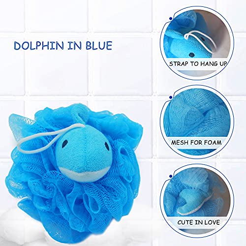 Bleu Bath (4 Pack) Lovely Animal Design Kids Exfoliating Bath Scrubber Body S...