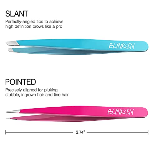 Tweezers for Eyebrows,Blinkeen 2 Pack Tweezer Set,Precision Tweezers for Ingr...