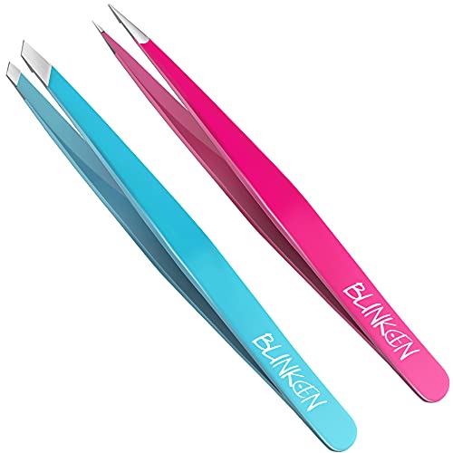 Tweezers for Eyebrows,Blinkeen 2 Pack Tweezer Set,Precision Tweezers for Ingr...