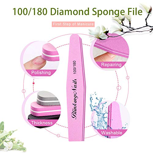 BlinkingNails Nail Buffer Block Double Sides Design 100 180 Grit Sponge Nail ...