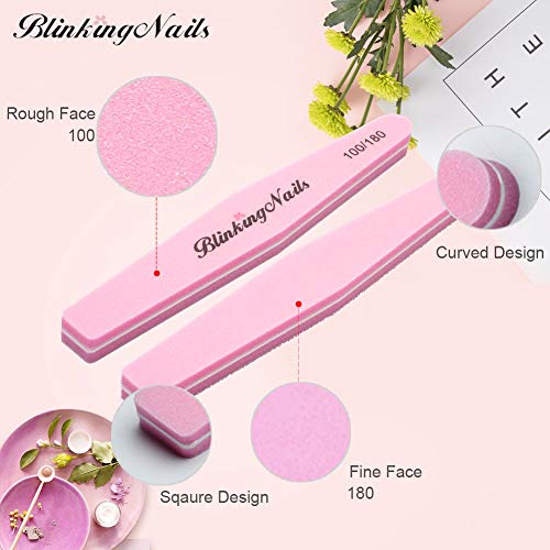 BlinkingNails Nail Buffer Block Double Sides Design 100 180 Grit Sponge Nail ...