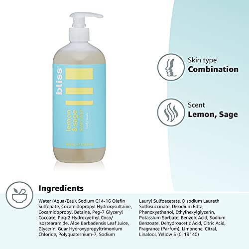 Bliss Lemon & Sage Soapy Suds Body Wash | Gentle & Hydrating for Supremely So...