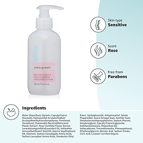 Bliss Makeup Melt Jelly Cleanser | Suitable on Dry/Wet Skin | Super-Gentle wi...