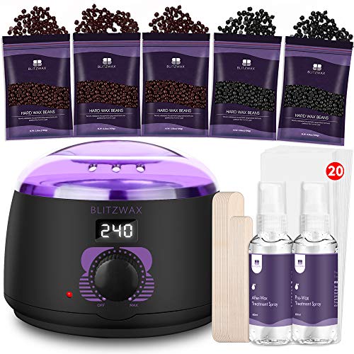 BLITZWAX Waxing Kit for Women Men Digital Wax Warmer Hard Wax Kit with 50 Wax...