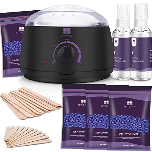 BLITZWAX Waxing Kit Hair Removal Wax Warmer Kit with Sensitive Skin Formula 1...