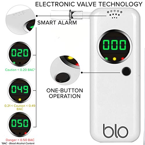 BLO Alcohol Breathalyzer & Mouthpiece | Portable Breath Tester with Digital L...