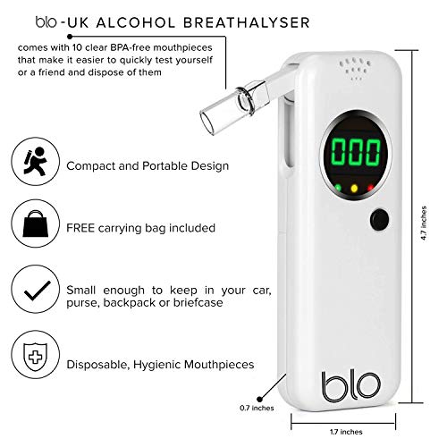 BLO Alcohol Breathalyzer & Mouthpiece | Portable Breath Tester with Digital L...