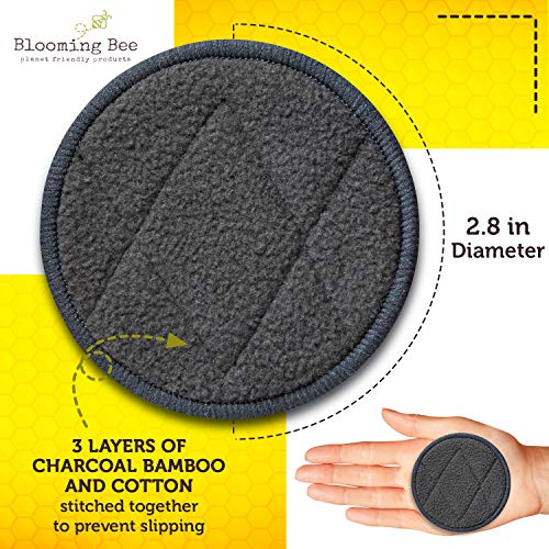 BLOOMING BEE 12 Charcoal Bamboo Reusable Makeup Remover Pads with Laundry Bag...