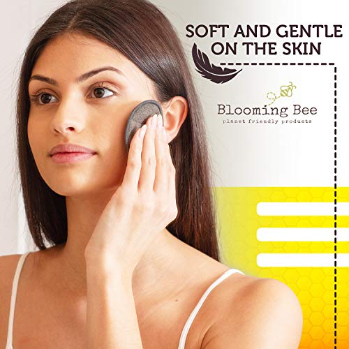 BLOOMING BEE 12 Charcoal Bamboo Reusable Makeup Remover Pads with Laundry Bag...