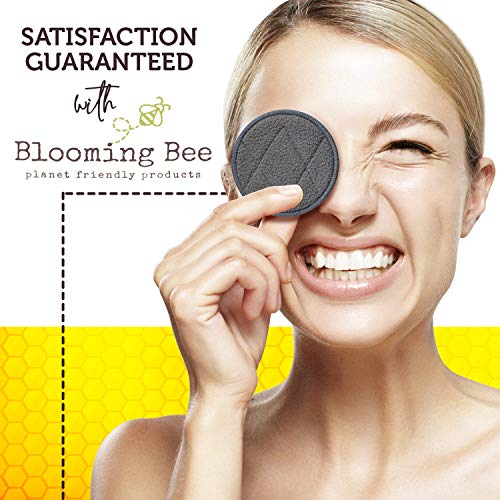 BLOOMING BEE 12 Charcoal Bamboo Reusable Makeup Remover Pads with Laundry Bag...