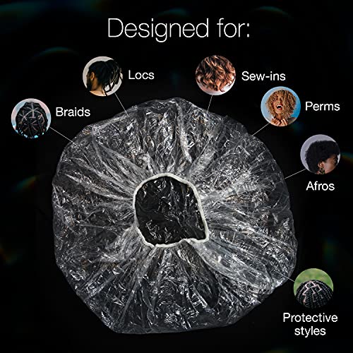 5 Pcs Supersized Disposable Shower Caps and Hair Cap - For Big, Thick, Long H...