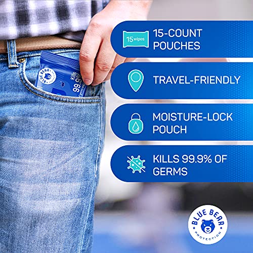 Blue Bear Protection Antibacterial Hand Wipes, Wet Wipes, Hand Cleaning Wipes...