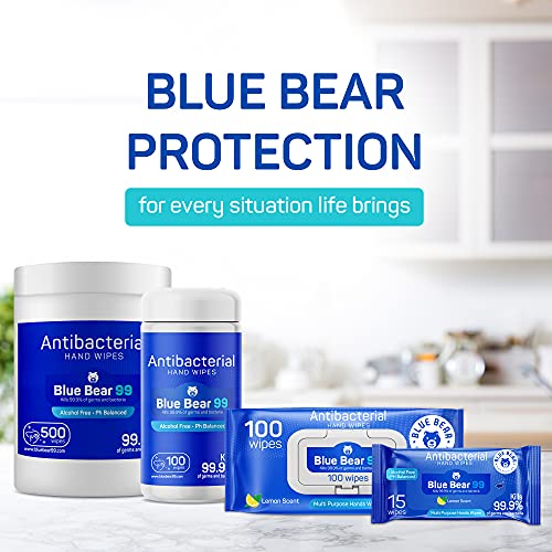 Blue Bear Protection Antibacterial Hand Wipes, Wet Wipes, Hand Cleaning Wipes...