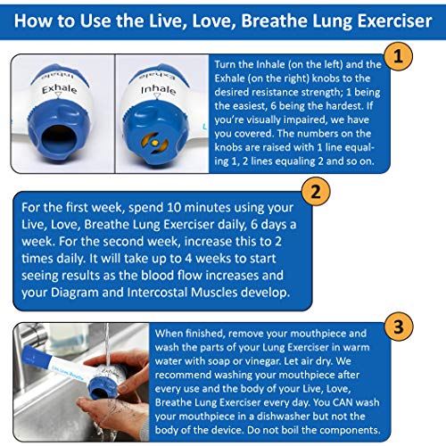 Live, Love, Breathe - USA Made Lung Exerciser Inspiratory, Expiratory Interco...