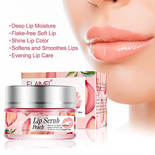 Lip Scrub, Lip Sleeping Mask, Lip Treatment,Peach Overnight Moisturizing Repa...