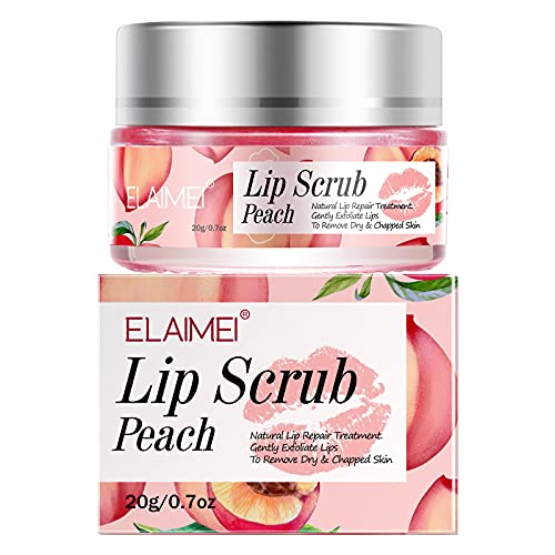 Lip Scrub, Lip Sleeping Mask, Lip Treatment,Peach Overnight Moisturizing Repa...