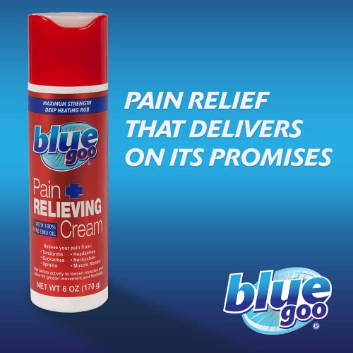 Blue Goo Pain Relieving Cream – Maximum Strength, Deep Heating Rub for Back/N...