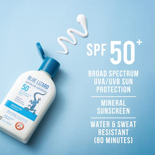 BLUE LIZARD Sensitive Mineral Sunscreen with Zinc Oxide, SPF 50+, Water Resis...