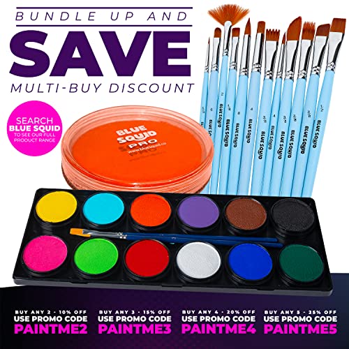 Blue Squid PRO Face Paint - Classic Orange (30gm), Superior Quality Professio...