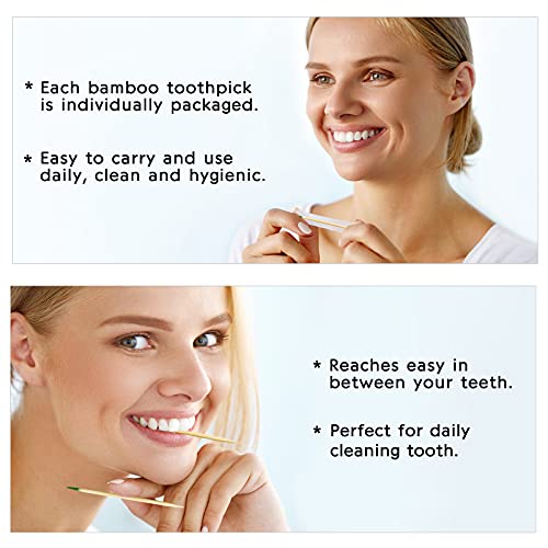 BLUE TOP Wood Bamboo Mint Individually Cello Wrapped Toothpicks 2.5 Inch Pack...