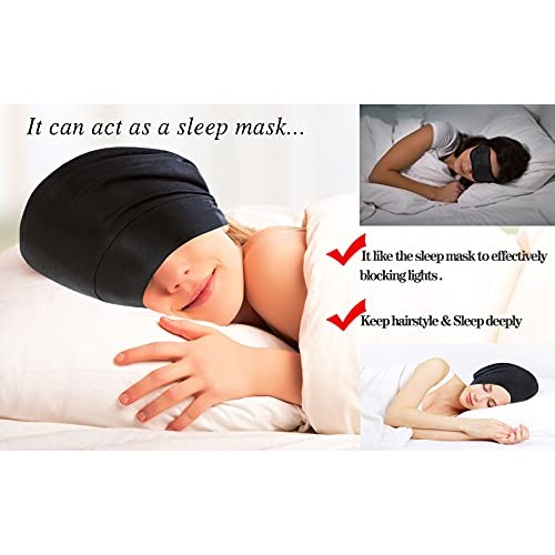 Satin Bonnet Silk Lined Sleep Cap Hair Cover Frizzy Hair Beanie Adjustable Sl...