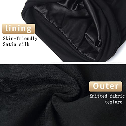 Satin Bonnet Silk Lined Sleep Cap Hair Cover Frizzy Hair Beanie Adjustable Sl...
